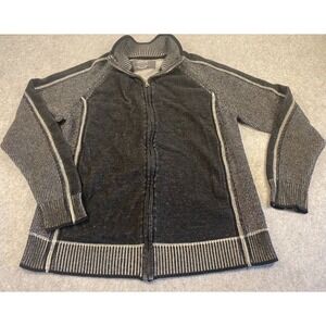 BKE Standard Fit Mens Large Charcoal Gray Mock Neck Full Zip Rib Knit Sweater